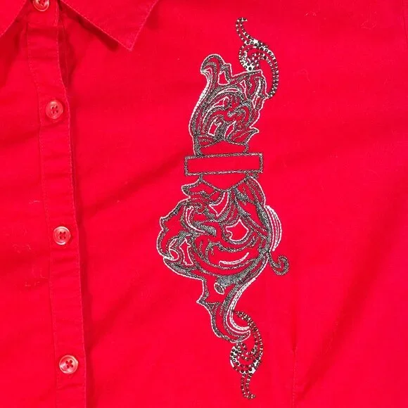 Harley-Davidson western shirt women's XXL red double side decorated, embroidered - Picture 3 of 12